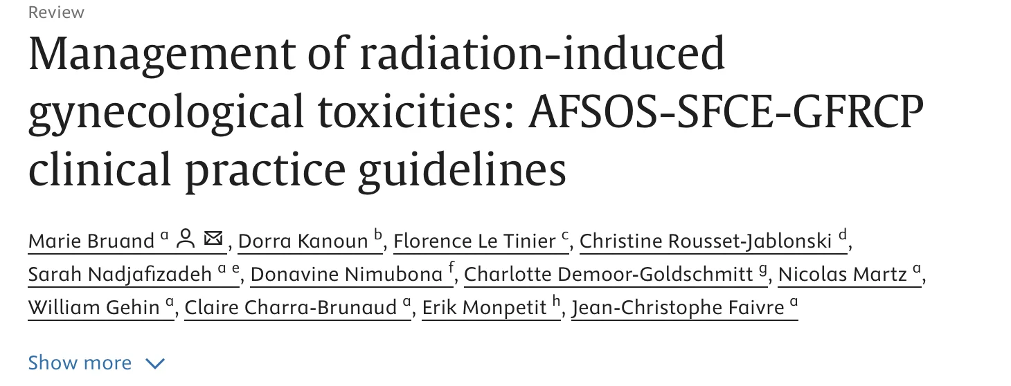 Marie Bruand: First Multidisciplinary Clinical Practice Guidelines on Management of Radiation-Induced Gynecological Toxicities