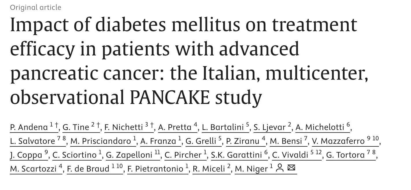 Federico Nichetti: Diabetes Mellitus and Treatment Efficacy in Advanced Pancreatic Cancer