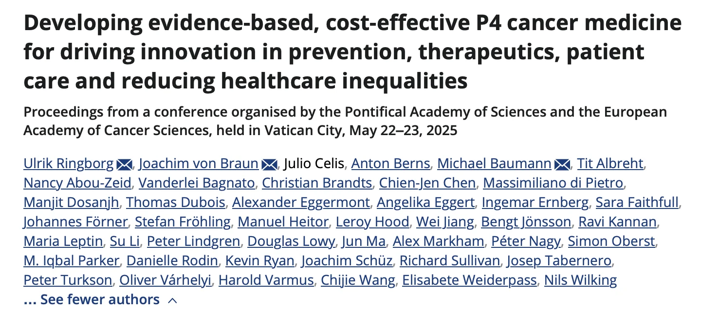 Richard Sullivan: Report from the Pontifical Academy of Sciences and European Academy of Cancer Sciences Meeting