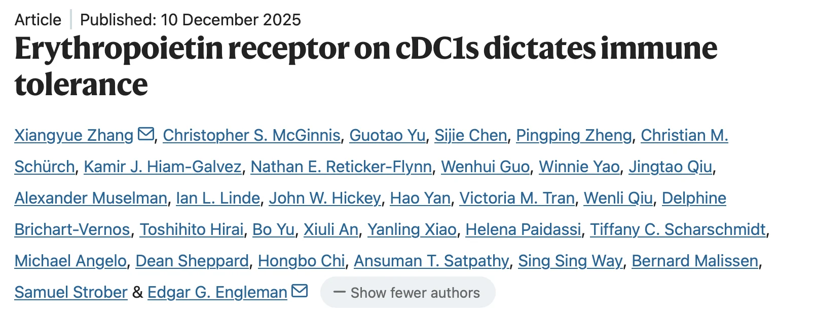 Xiangyue Zhang: Erythropoietin Receptor on cDC1s Dictates Immune Tolerance 2 Xiangyue Zhang: Erythropoietin Receptor on cDC1s Dictates Immune Tolerance