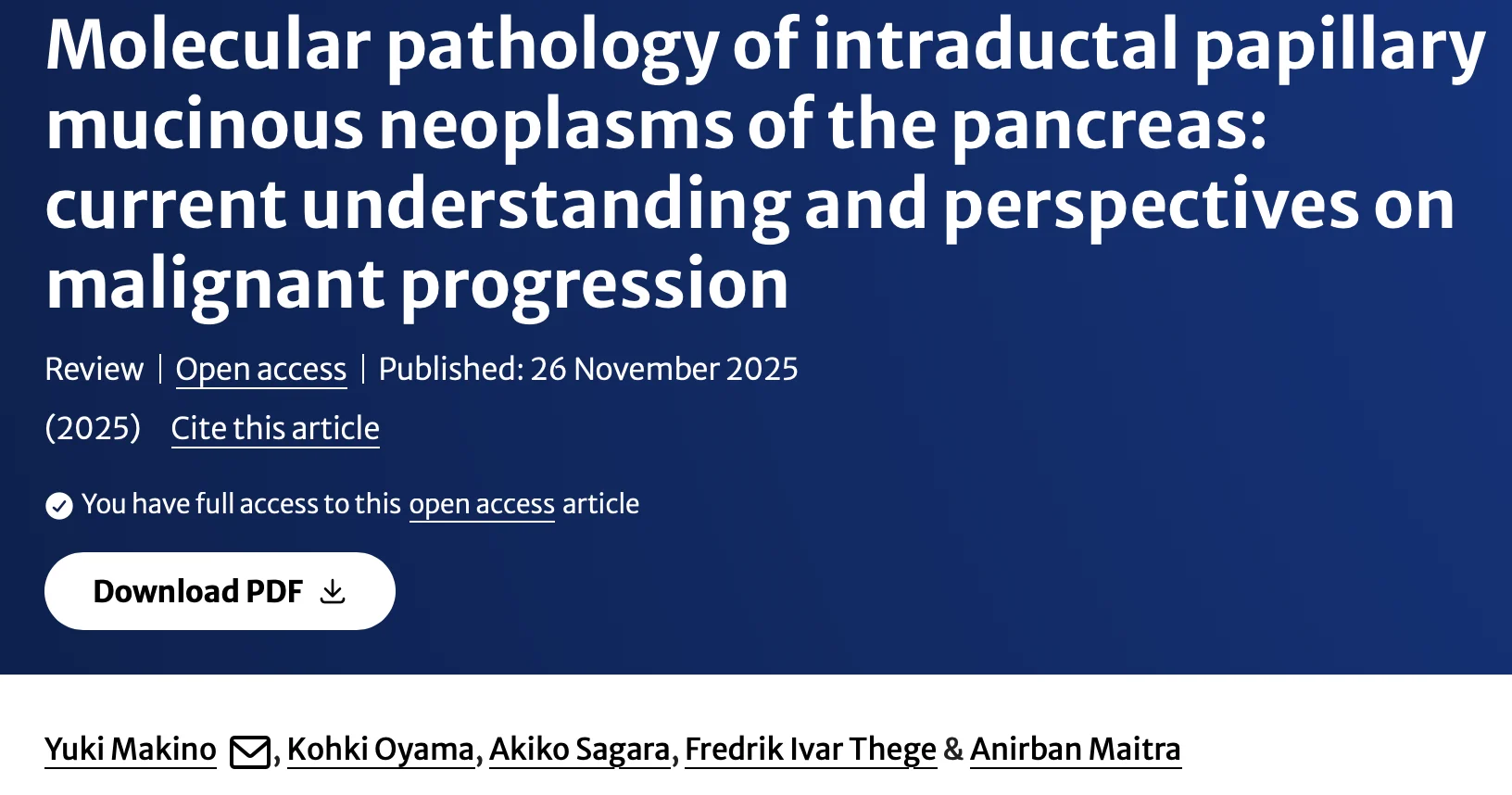 Anirban Maitra: Molecular Pathology of Intraductal Papillary Mucinous Neoplasms of the Pancreas