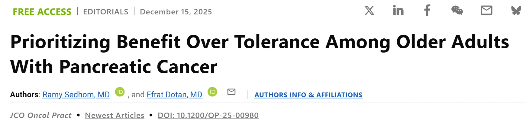 Ramy Sedhom: Prioritizing Benefit Over Tolerance Among Older Adults With Pancreatic Cancer