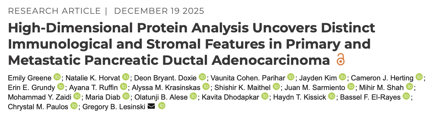 Gregory Lesinski: Comparing Primary and Metastatic Pancreatic Cancer at the Protein Level