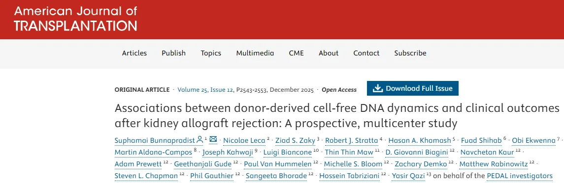 Hossein Tabriziani: PEDAL Study on dd-cfDNA Prognostic Value After Kidney Transplant Rejection