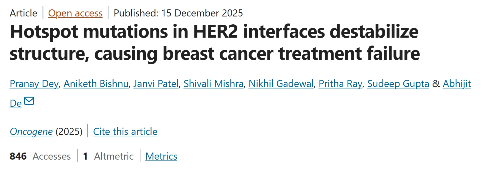 Janvi Patel: How Dimerisation Domain Mutations Cause Signaling Switches in HER2+ Breast Cancer