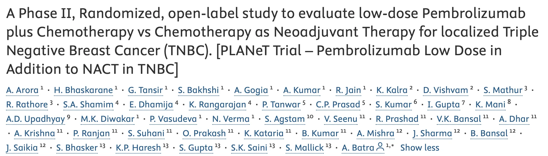 Atul Batra: Improving the Access to Pembrolizumab in Patients with TNBC Across the Globe 2 Atul Batra: Improving the Access to Pembrolizumab in Patients with TNBC Across the Globe