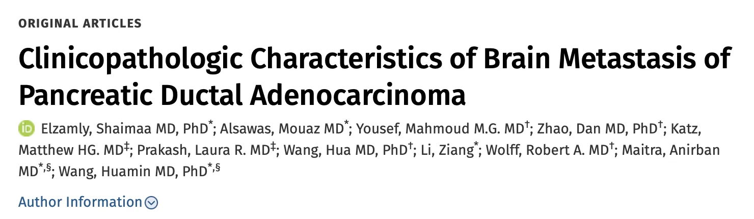 Anirban Maitra: Retrospective Series on Brain Metastases in Pancreatic Cancer