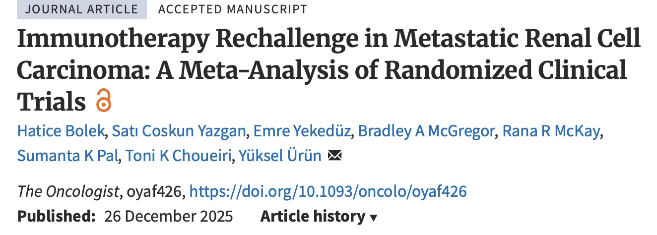 Yüksel Ürün: Immunotherapy Rechallenge in Metastatic Renal Cell Carcinoma