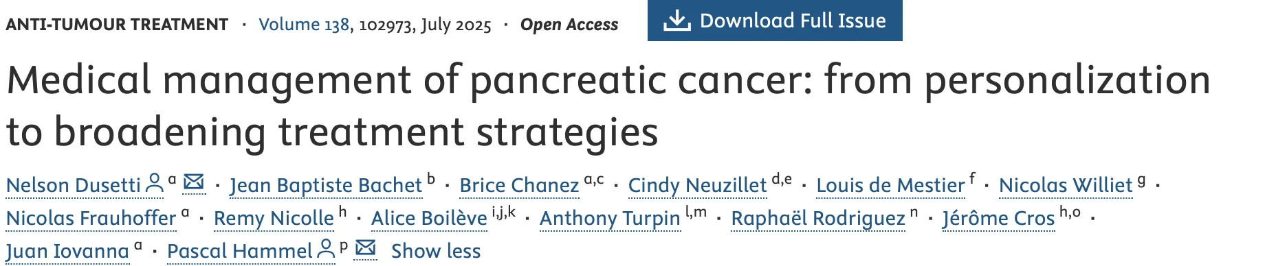 Precision Oncology in Pancreatic Ductal Adenocarcinoma - Iylon Precision Oncology