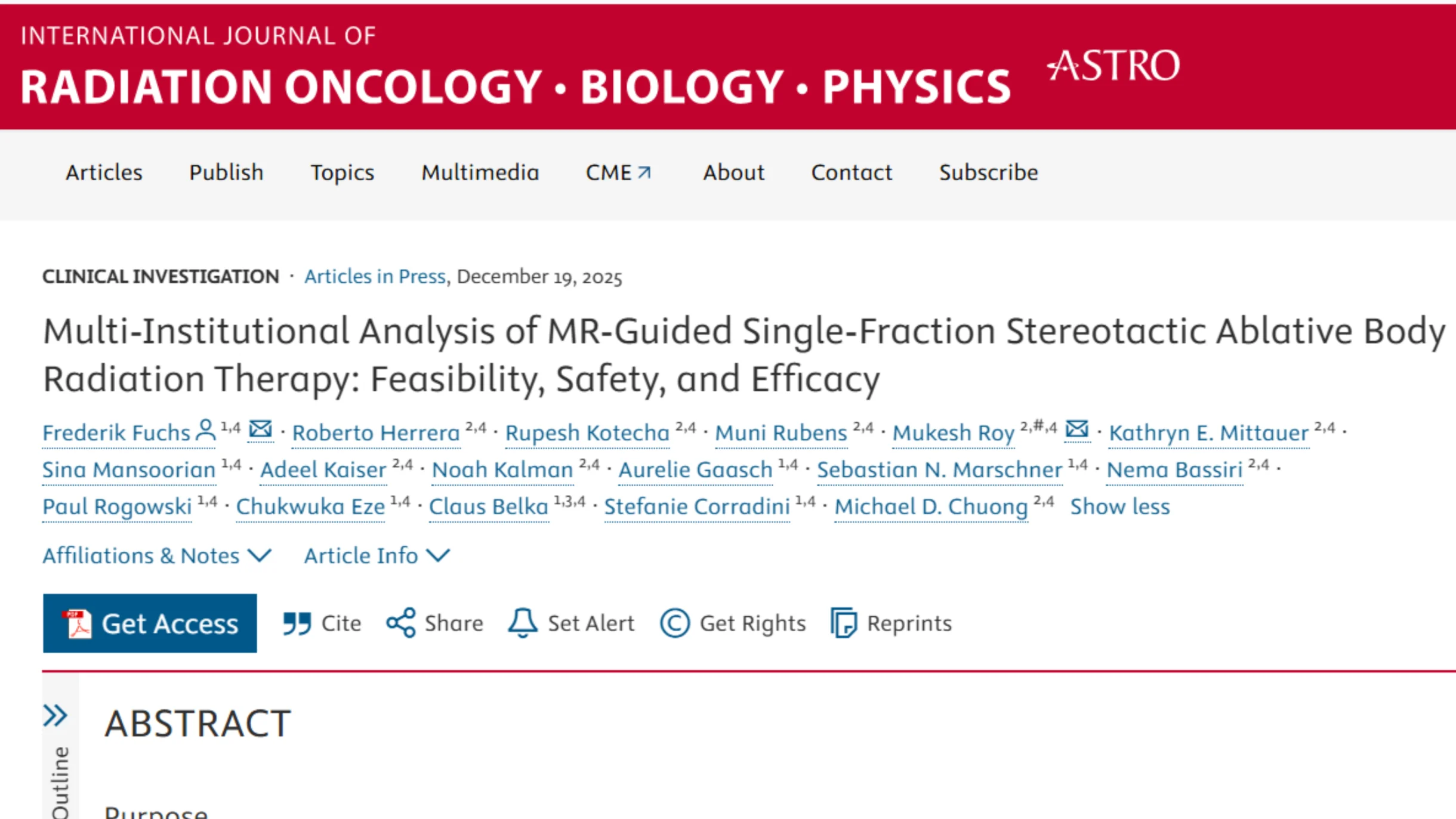 Stefanie Corradini: Happy to Share Our Latest Work on MR-Guided Single-Fraction SBRT