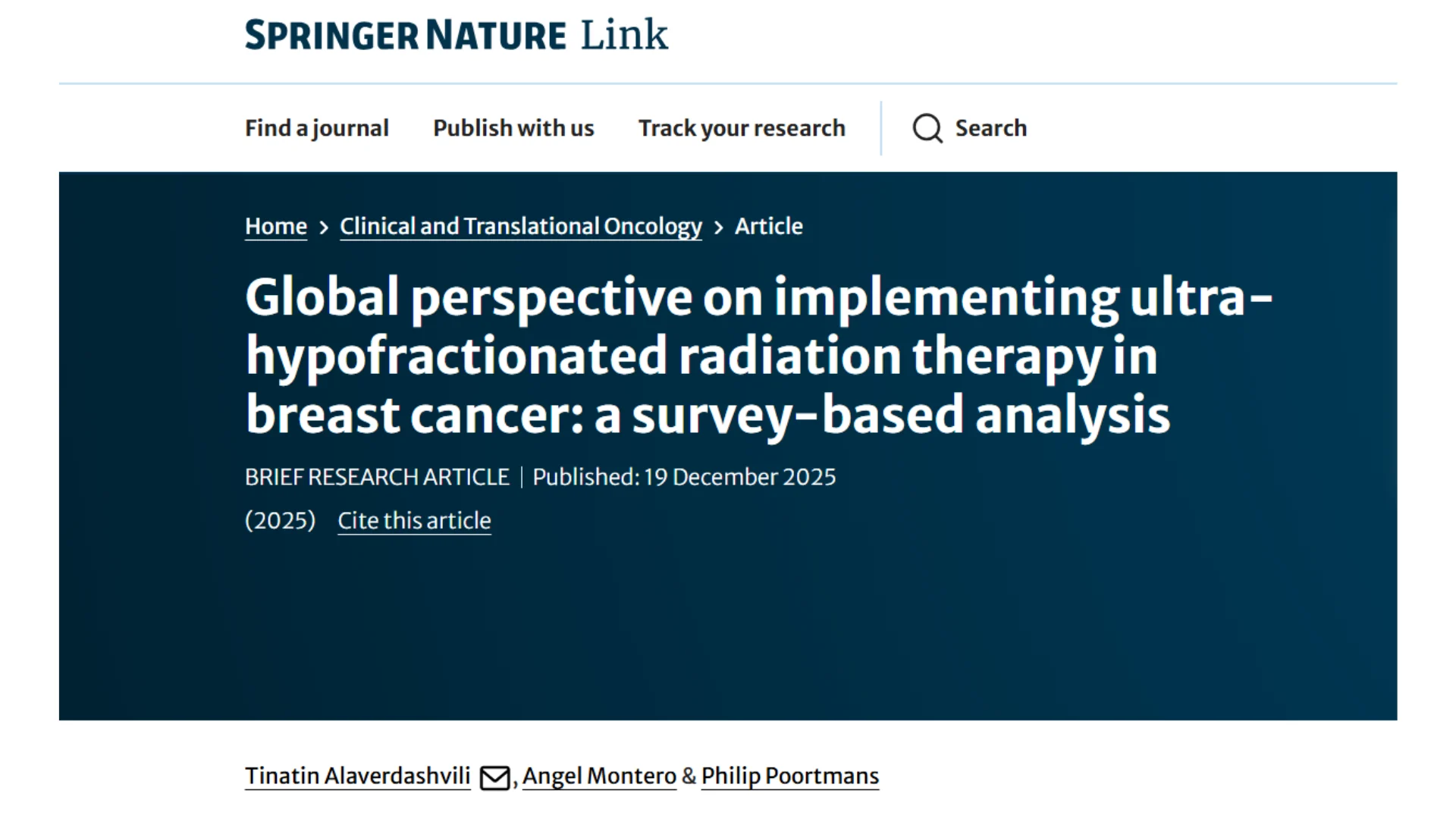 Tinatin Alaverdashvili: Implementing Ultra‑Hypofractionated Radiation Therapy in Breast Cancer 2 Tinatin Alaverdashvili: Implementing Ultra‑Hypofractionated Radiation Therapy in Breast Cancer