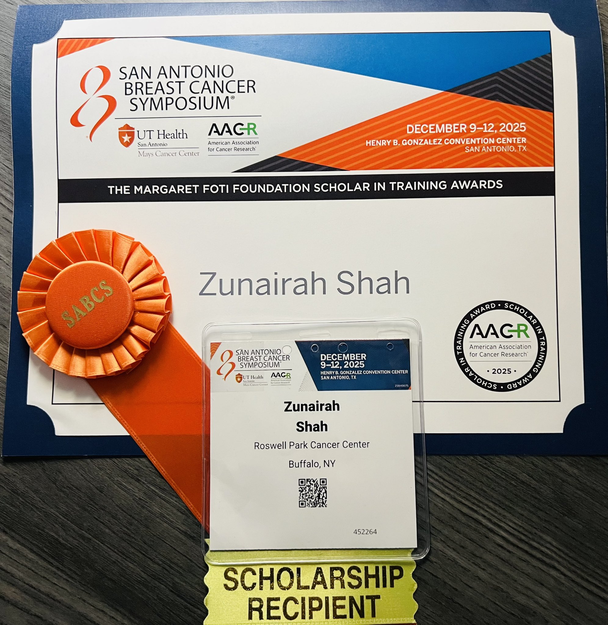 Zunairah Shah: Honoured to Receive the Scholar-in-Training Award at SABCS25