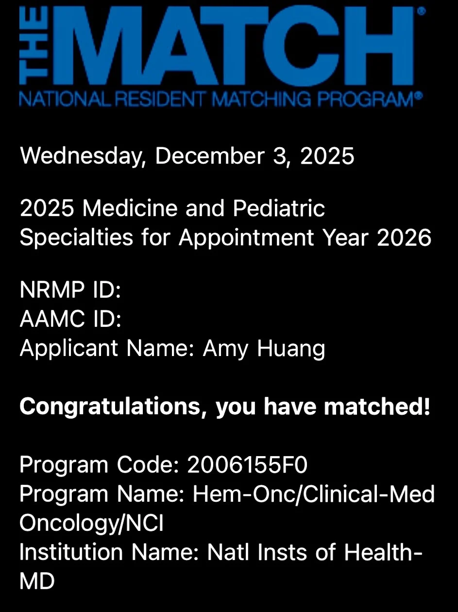 Amy H. Huang: Joining the NIH/NCI Hematology-Oncology Fellowship Next Year 2 Amy H. Huang: Joining the NIH/NCI Hematology-Oncology Fellowship Next Year
