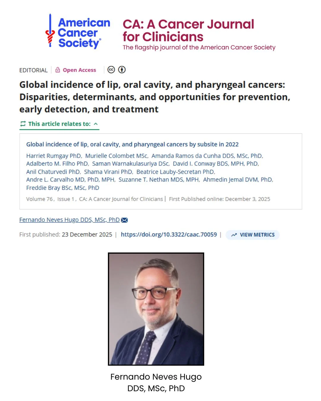 Global Incidence of Lip, Oral Cavity, and Pharyngeal Cancers - American Cancer Society Journals