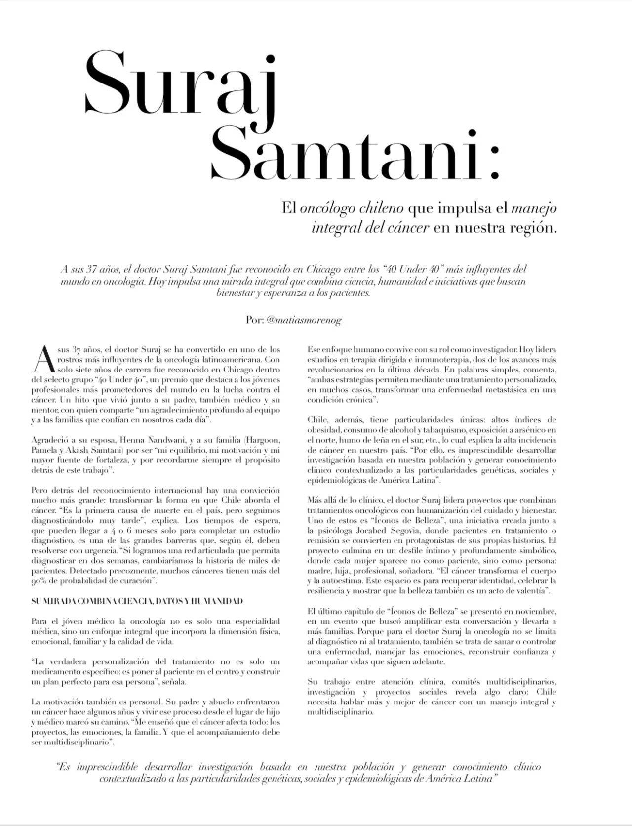 Suraj Samtani: Addressing Cancer in Chile and Latin America 2 Suraj Samtani: Addressing Cancer in Chile and Latin America