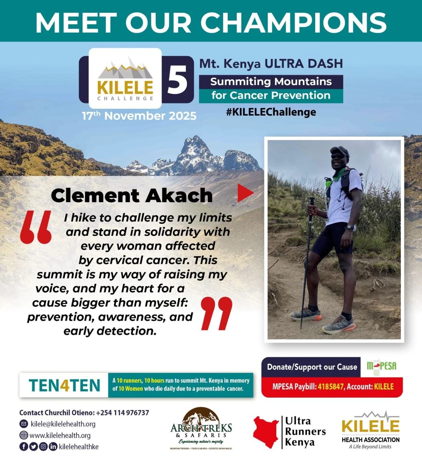Clement Akach Climbs Mt Kenya for Cervical Cancer Prevention - KILELE Health 2 Clement Akach Climbs Mt Kenya for Cervical Cancer Prevention - KILELE Health