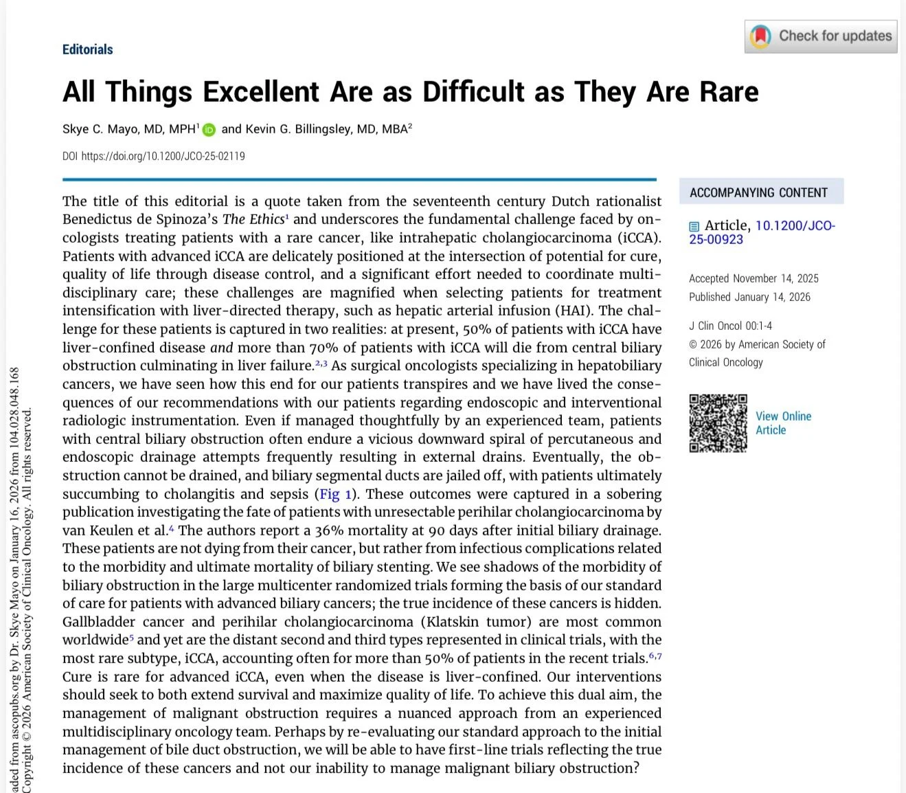 Flavio Rocha: Excellent Editorial on PUMP II HAI Trial in Cholangiocarcinoma