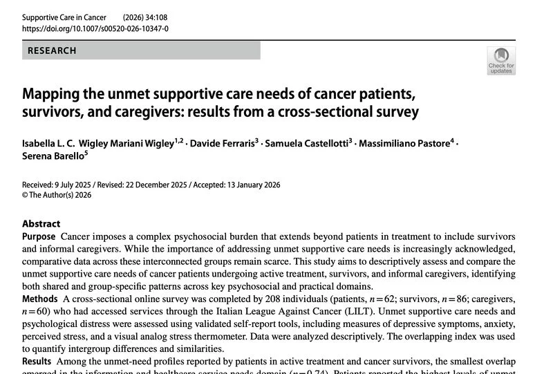 Emotional, Practical, and Informational Gaps: Who Really Needs Support in Cancer Care? - MASCC