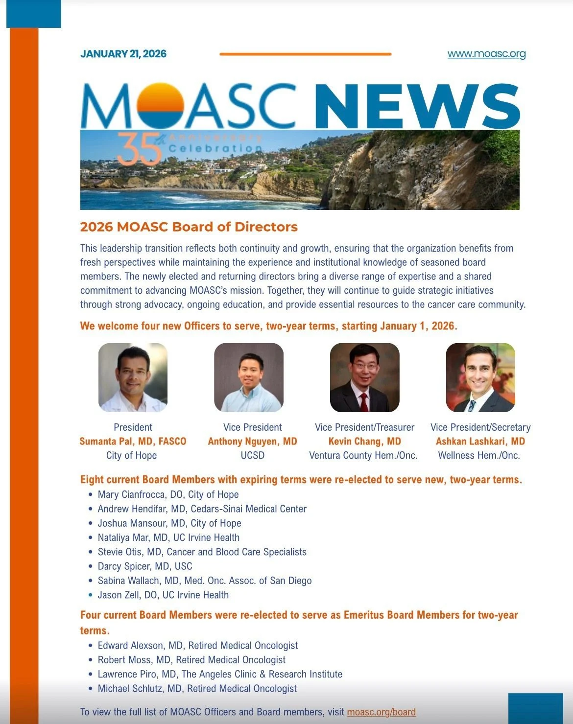 Sumanta Pal Begins Term as President of the Medical Oncology Association of Southern California 2 Sumanta Pal Begins Term as President of the Medical Oncology Association of Southern California