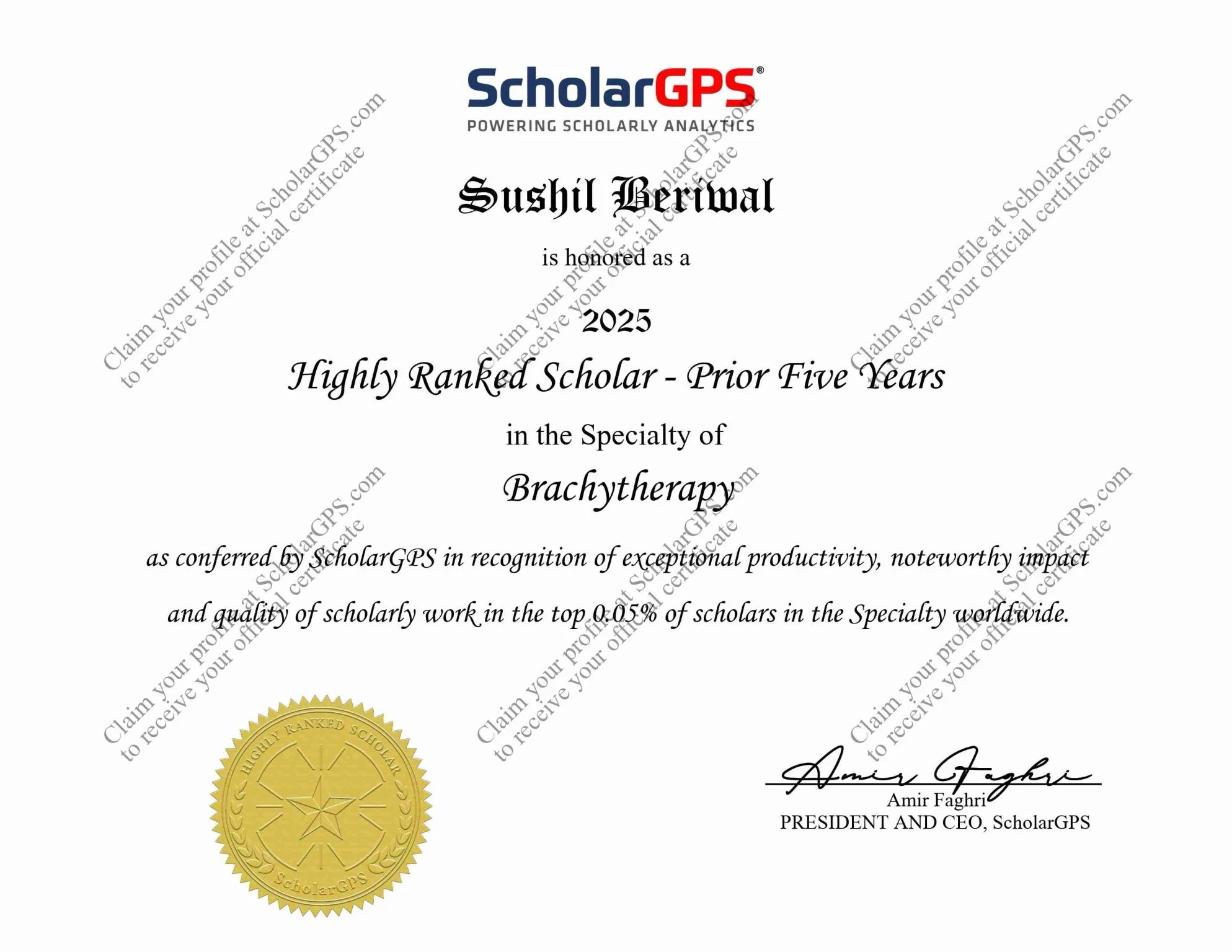 Sushil Beriwal Among Top Five Global Voices in Brachytherapy During Cervical Cancer Month 2 Brachytherapy