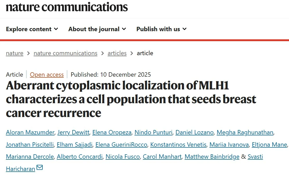Nicola Fusco: Study Identifies MLH1 Mislocalization as a Driver of Breast Cancer Recurrence 2 Nicola Fusco: Study Identifies MLH1 Mislocalization as a Driver of Breast Cancer Recurrence