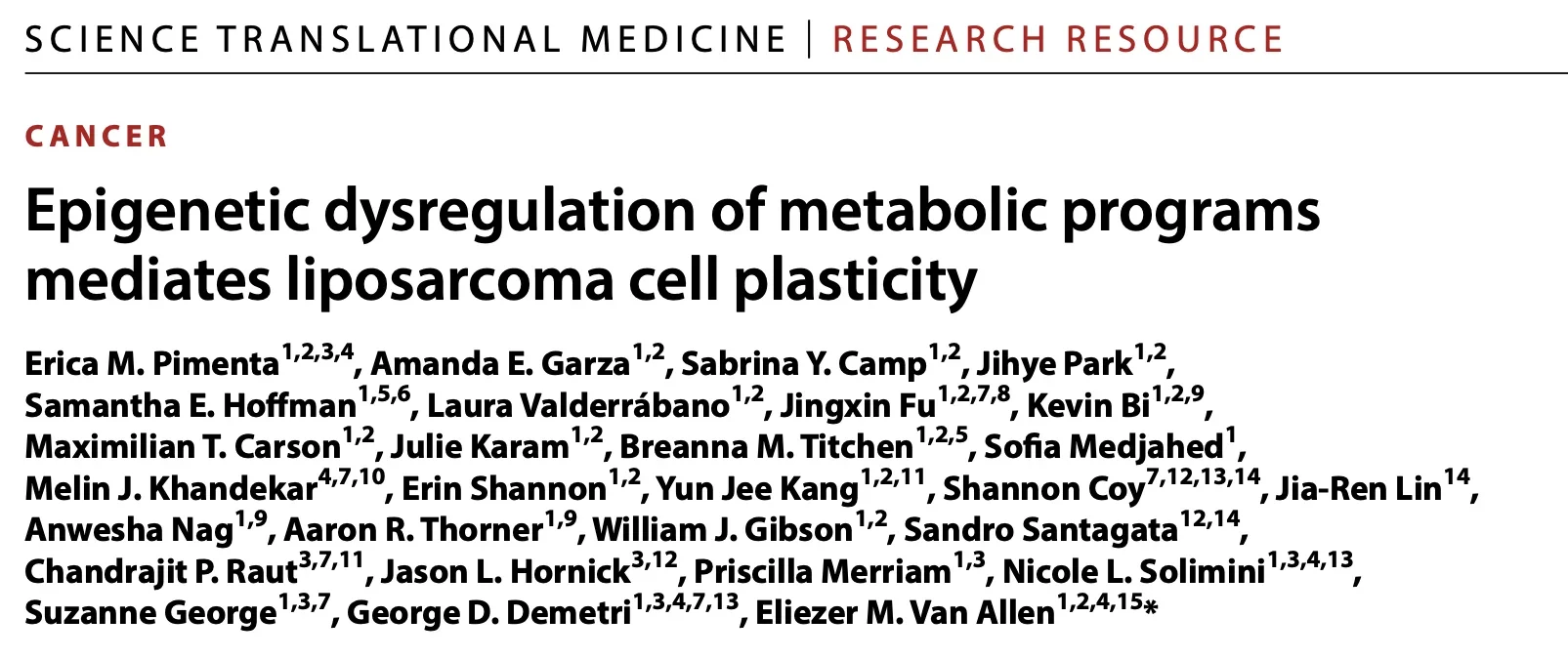 Eliezer Van Allen: How Liposarcomas Switch From Indolent to Lethal States