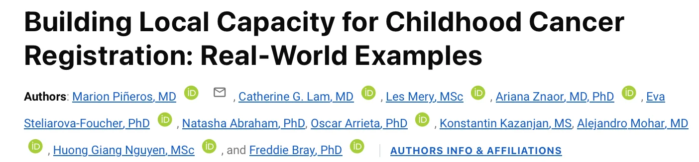 Development of Childhood Cancer Registries After a 5-Year Implementation Period - IARC/WHO 2 Development of Childhood Cancer Registries After a 5-Year Implementation Period - IARC/WHO