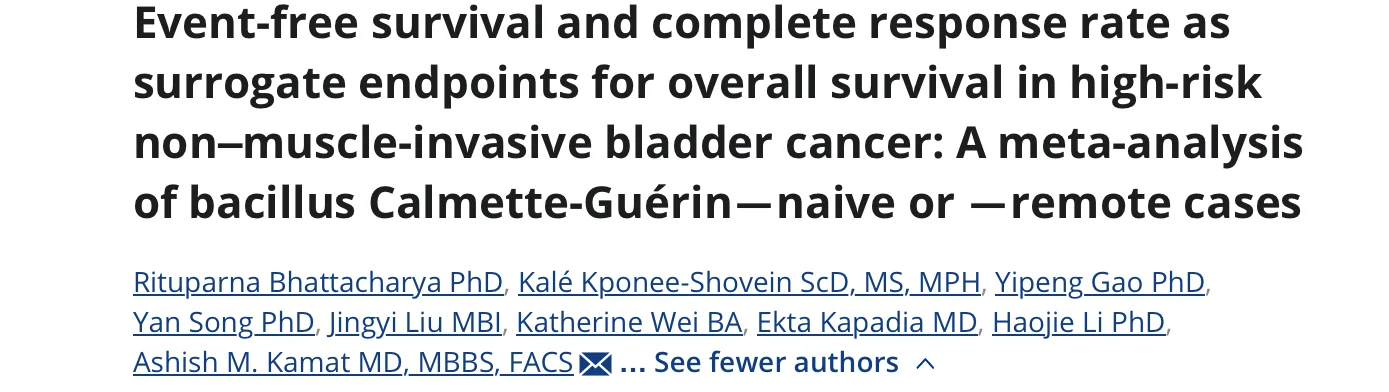 Ashish Kamat: Event-Free Survival and Complete Response as Surrogate Endpoints for Overall Survival in High-Risk NMIBC