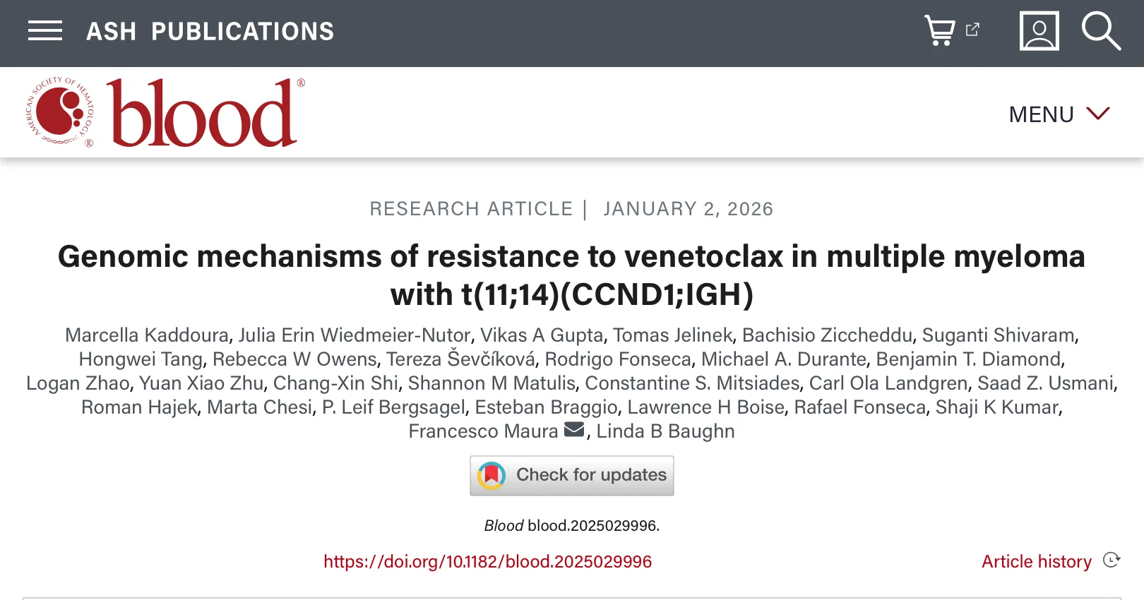 Francesco Maura: Genomic Mechanisms of Resistance to Venetoclax in Multiple Myeloma 2 Francesco Maura