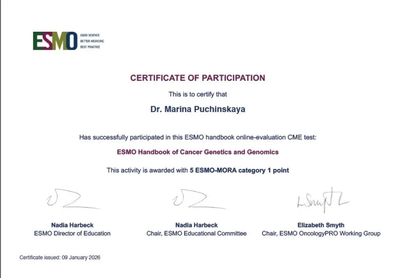 Marina Puchinskaya: New ESMO Handbook on Cancer Genetics and Genomics