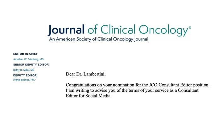 Matteo Lambertini: Appointed Consultant Editor for Social Media for JCO