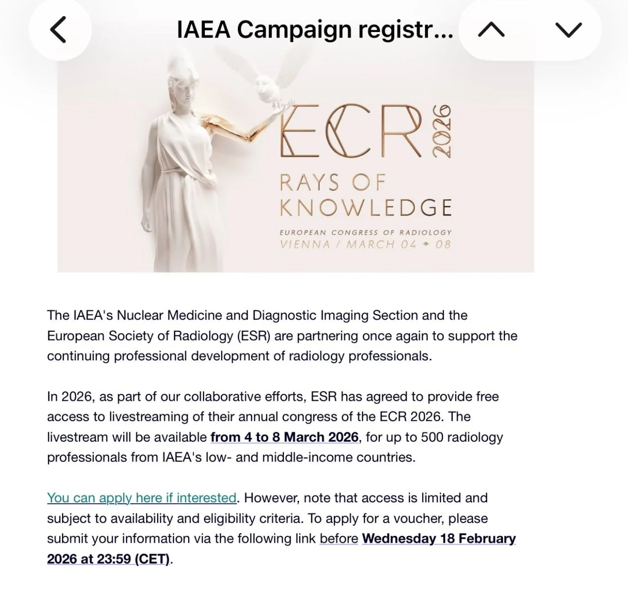 Miriam Mikhail Lette: Limited ECR Spots for LMIC Applicants