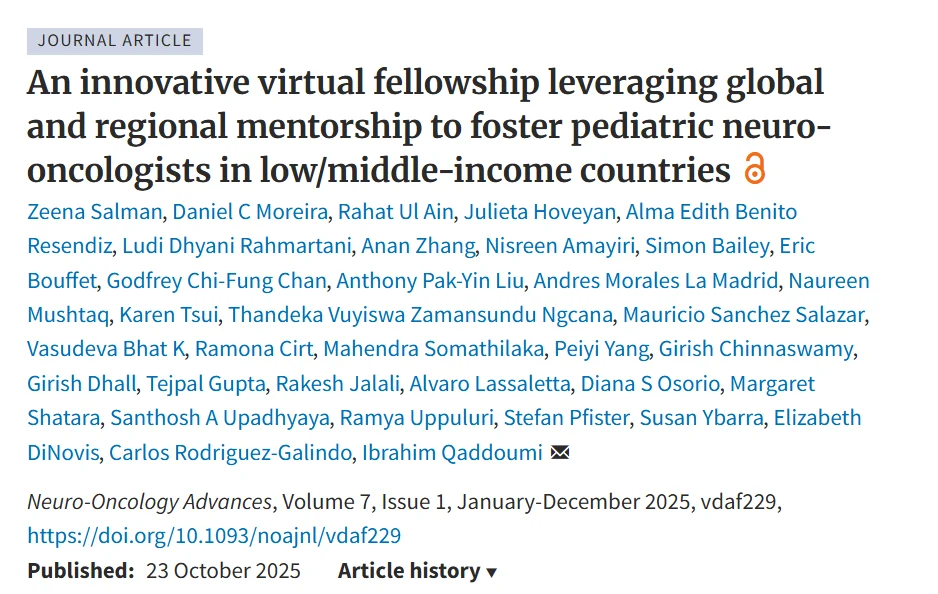 Rahat Ul Ain: An Innovative Virtual Fellowship Leveraging Global and Regional Mentorship to Foster Pediatric Neuro-Oncologists in LMICs