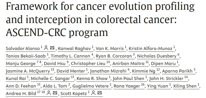 Kenna Mills Shaw: Framework for Cancer Evolution Profiling and Interception in Colorectal Cancer 2 Kenna Mills Shaw