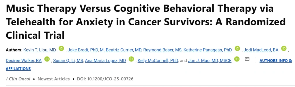 Jun Mao: Music Therapy Versus Cognitive Behavioral Therapy via Telehealth 2 Jun Mao: Music Therapy Versus Cognitive Behavioral Therapy via Telehealth
