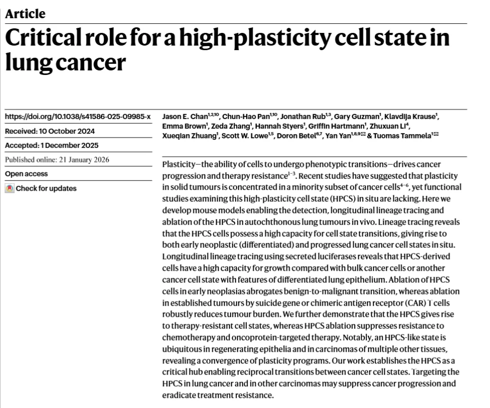 Tuomas Tammela: Critical Role For a High-Plasticity Cell State In Lung Cancer