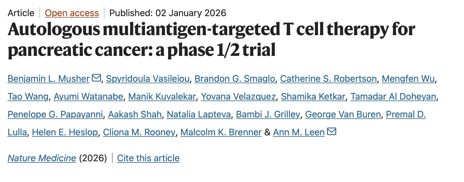 Hung Trinh: Autologous Multiantigen-Targeted T Cell Therapy for Pancreatic Cancer
