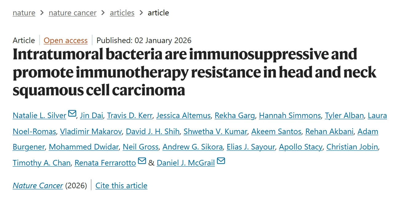 David Sher: 2 Nature Cancer Papers on Tumor Bacterial Burden and Immunotherapy Response 3 David Sher: 2 Nature Cancer Papers on Tumor Bacterial Burden and Immunotherapy Response
