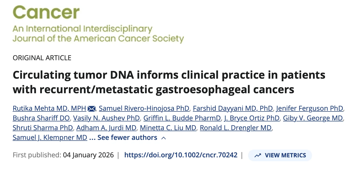Yan Leyfman: ctDNA Dynamics Predict Outcomes in Advanced Gastroesophageal Cancer
