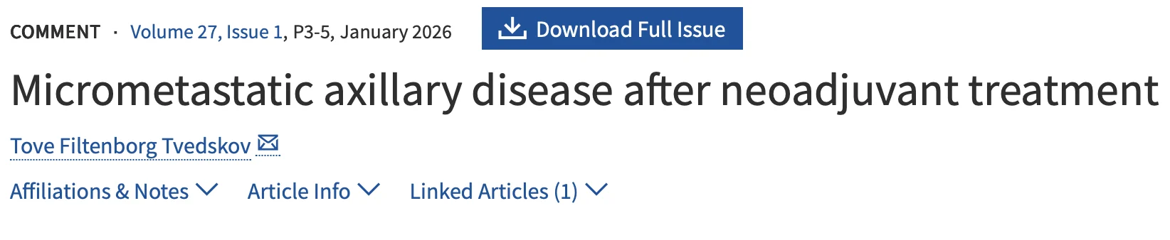 Miguel Bronchud: What to Do With Axillary Lymph Nodes After Neoadjuvant Treatment in Breast Cancer? 3 Miguel Bronchud: What to Do With Axillary Lymph Nodes After Neoadjuvant Treatment in Breast Cancer?