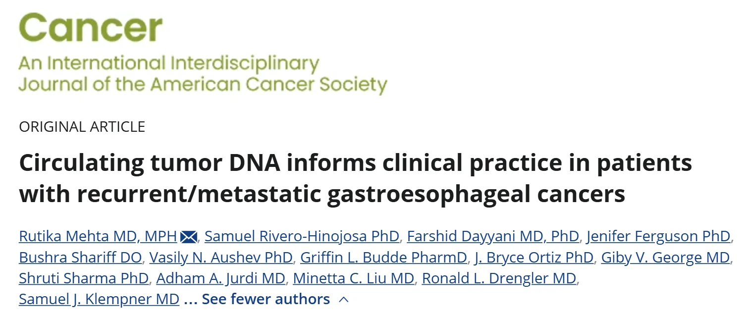 Rutika Mehta: Multi-Institutional Study of the Utility of Tumor-Informed MRD in Advanced GECs