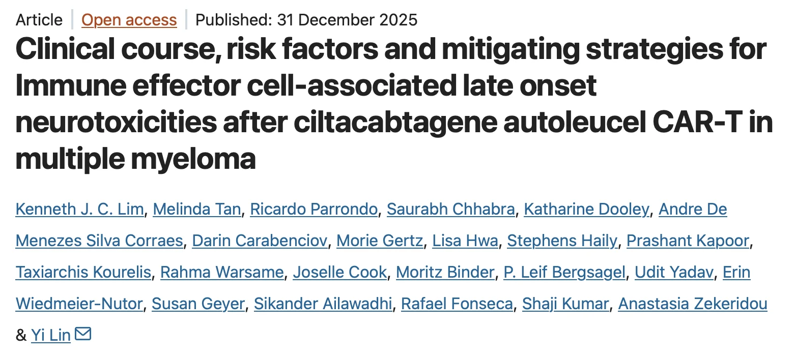 Kenneth JC Lim: Understanding IEC-Associated Delayed Neurotoxicity in Multiple Myeloma 2 Kenneth JC Lim: Understanding IEC-Associated Delayed Neurotoxicity in Multiple Myeloma