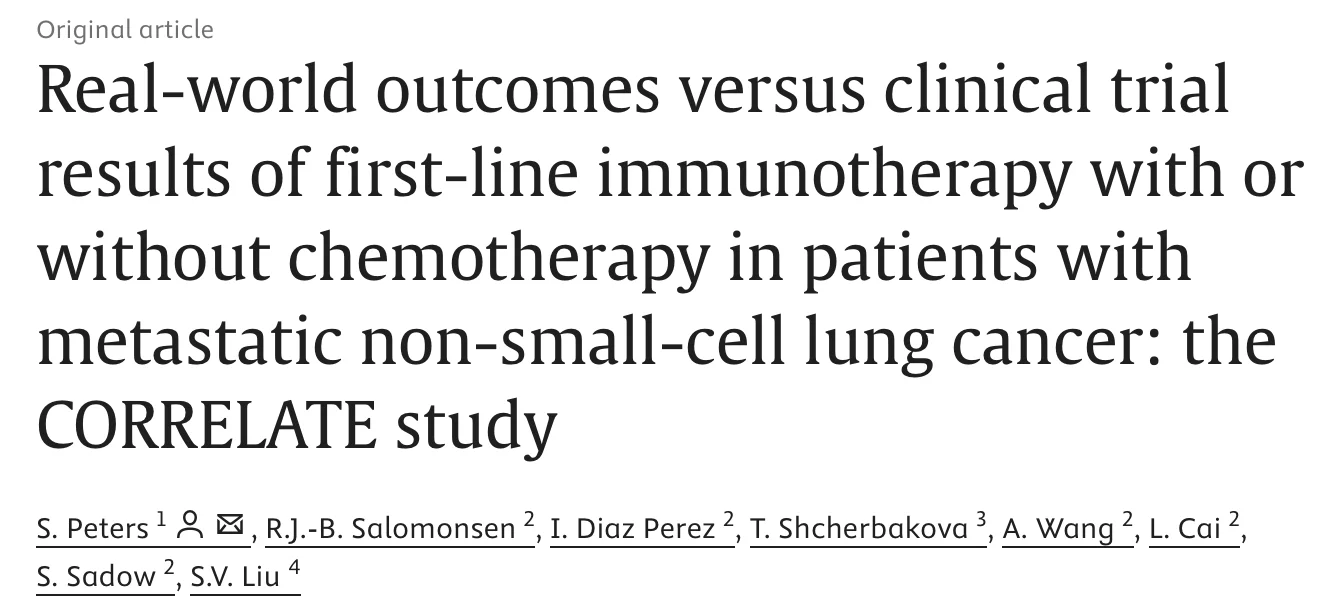 Stephen V Liu: Results from the CORRELATE Study Show Shorter Real-World OS and PFS Compared With Clinical Trials in NSCLC 2 Stephen V Liu: Results from the CORRELATE Study Show Shorter Real-World OS and PFS Compared With Clinical Trials in NSCLC