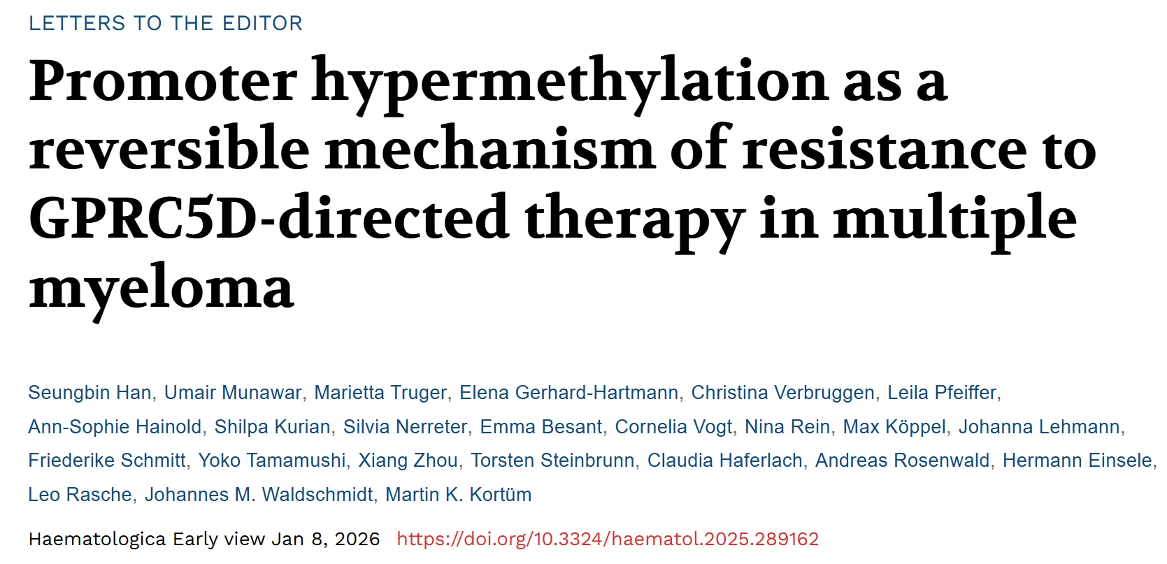 Myeloma Paper of the Day, January 8th, Suggested by Robert Orlowski