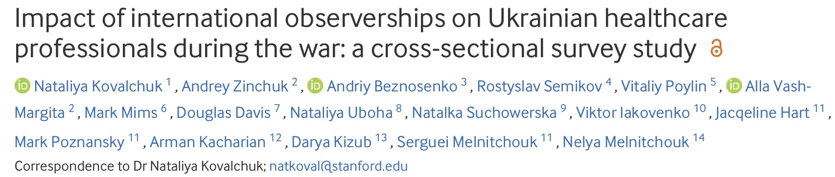 Nataliya Kovalchuk: Evaluating the Impact of International Observerships for Ukrainian Healthcare Professionals During the War