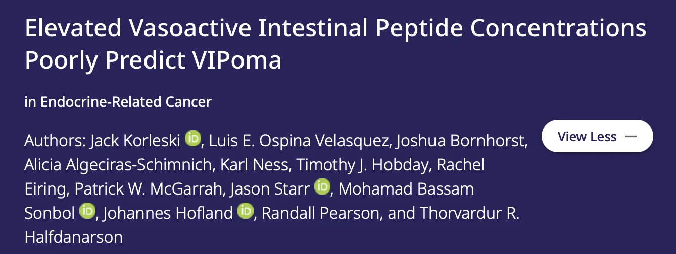 Thor Halfdanarson: When Does an Elevated VIP Level in a Patient With Diarrhea Indicate VIPoma?