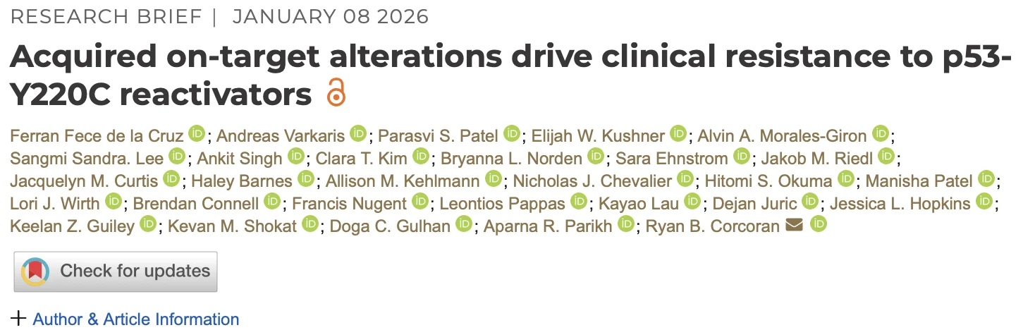 Ferran Fece de la Cruz: First Clinical Evidence Revealing How Tumors Develop Resistance to p53-Y220C Reactivators