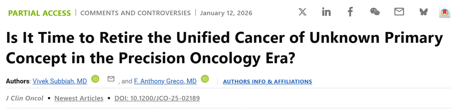 Vivek Subbiah: Rethinking Cancer of Unknown Primary in Precision Oncology Era