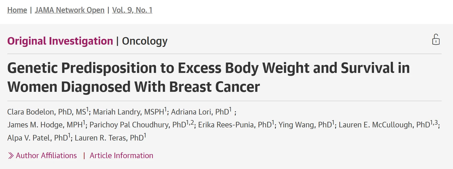 Clara Bodelon: Genetic BMI Risk and Mortality in Breast Cancer Survivors