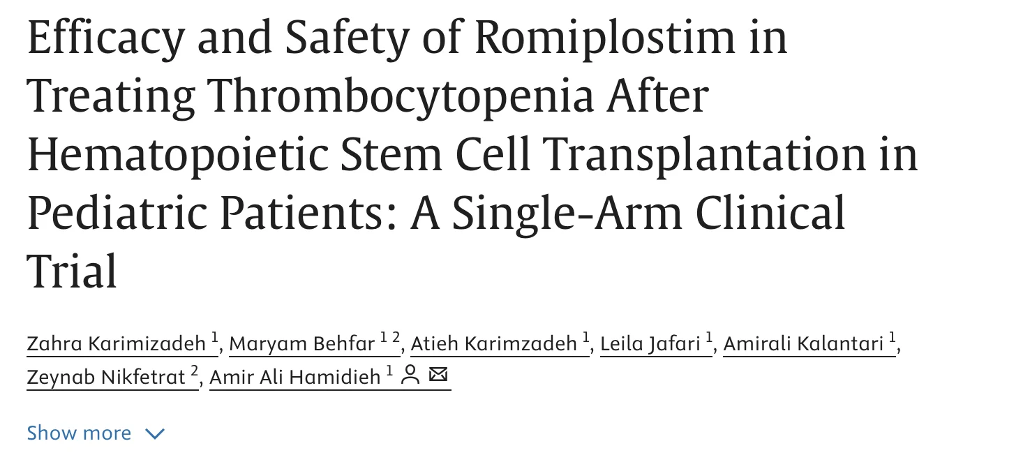 Mostafa Faisal: Romiplostim Shows Safety and Efficacy in Pediatric Post-HSCT Thrombocytopenia